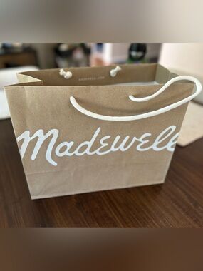 Madewell Branded Paper Shopping Bag in Kraft Brown with White Logo